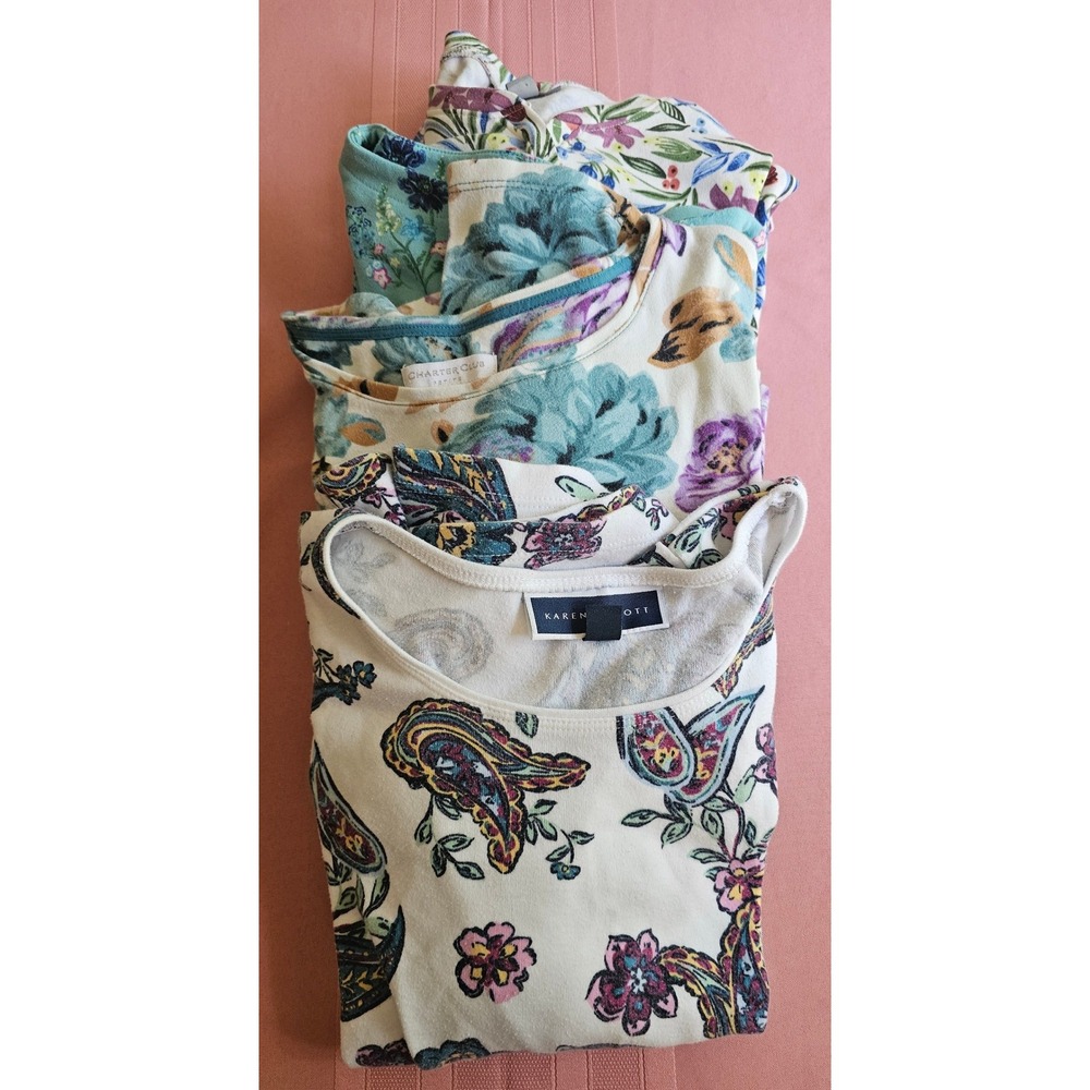 Lot of 4 Floral Paisley Tops Style & Co Karen Scott Charter Club Petite Med